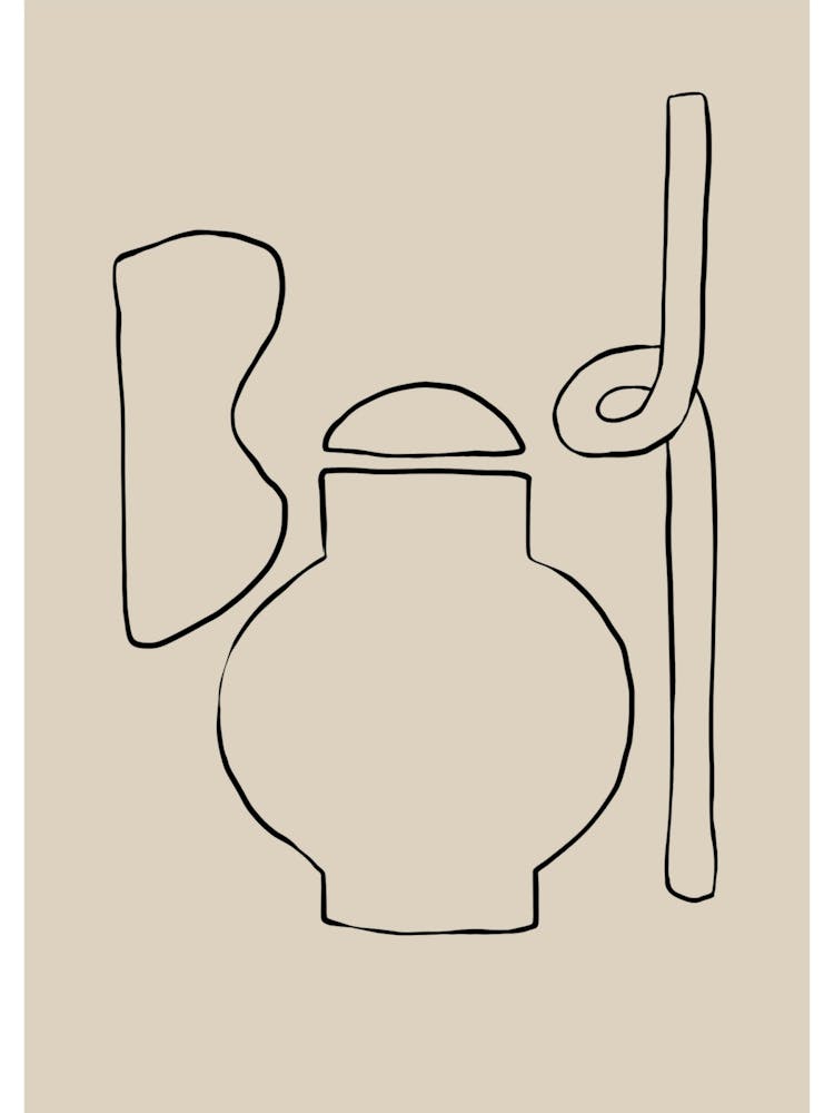 Vase And A Stick Line Drawing