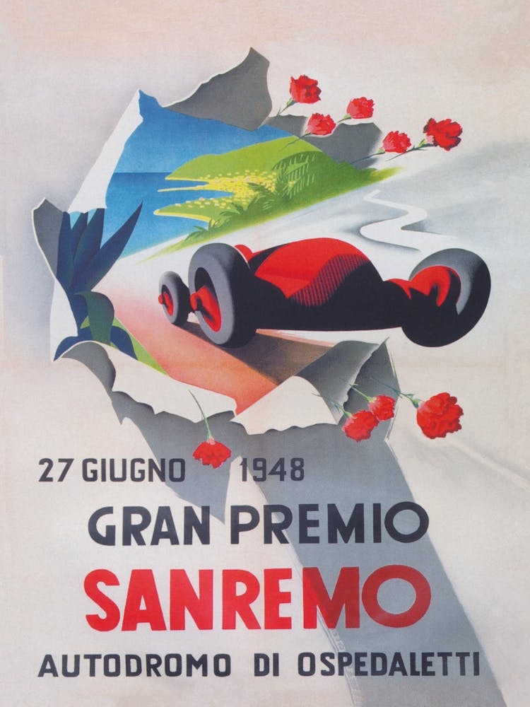 Gran Premio Sanremo Italy Vintage Car Race Poster
