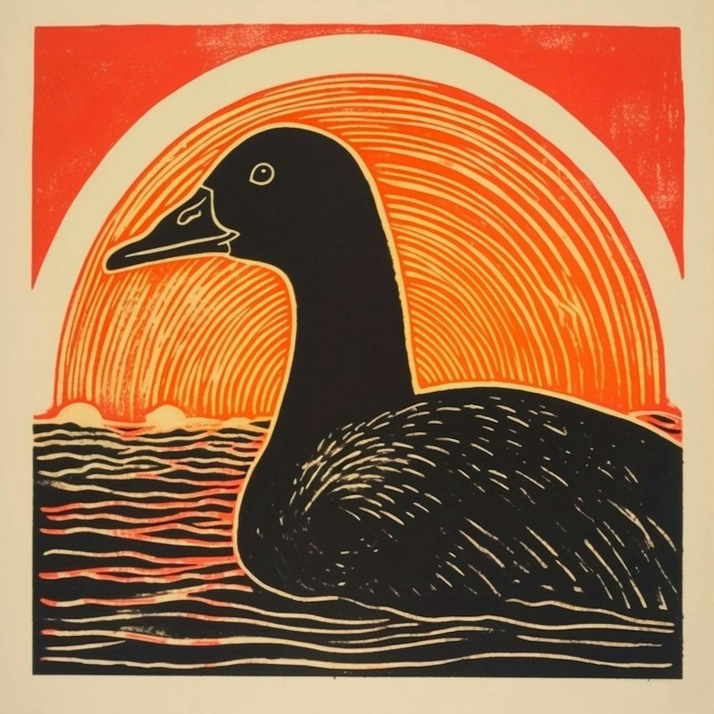 Retro Bird Lithograph Goose 2
