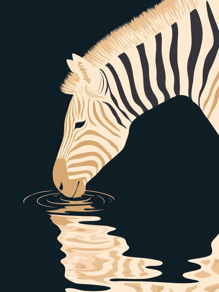 Zebra Drinking Water