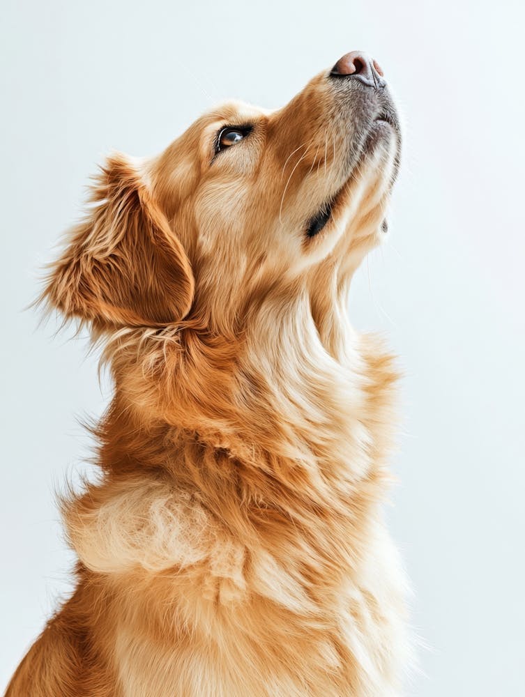 Golden Retriever Dog Looking Up.Generated AI.
