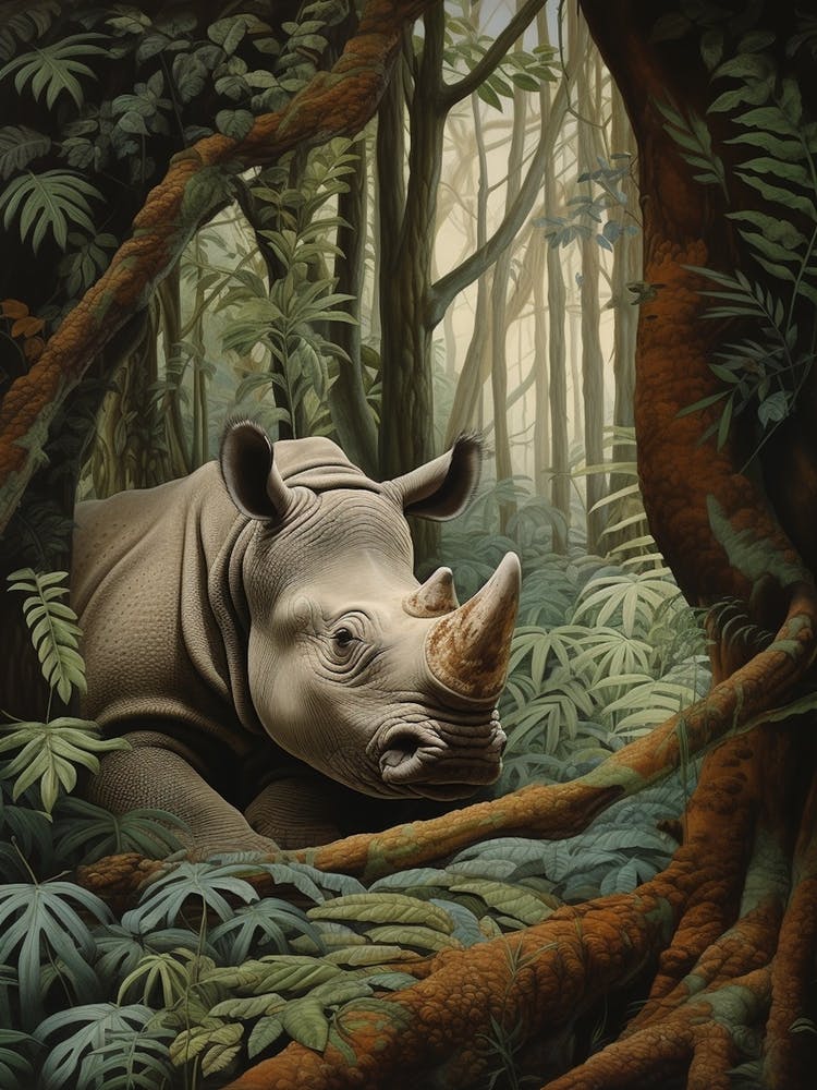 Rhino Resting In The Forest 1