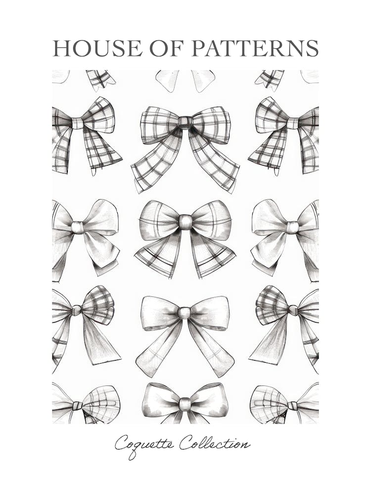 Black And White Bows 4 Pattern Poster