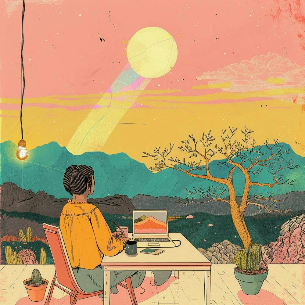 Man Working On His Laptop