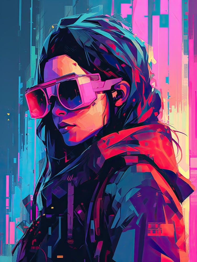 Girl In Glasses, cyberpunk