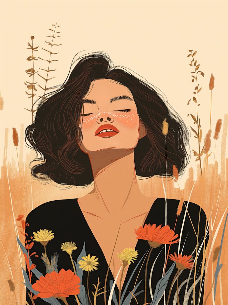 Portrait Of A Woman With Flowers 1