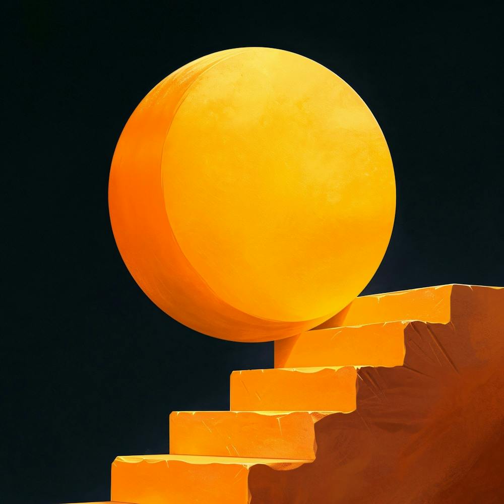 Orange Ball On Stairs