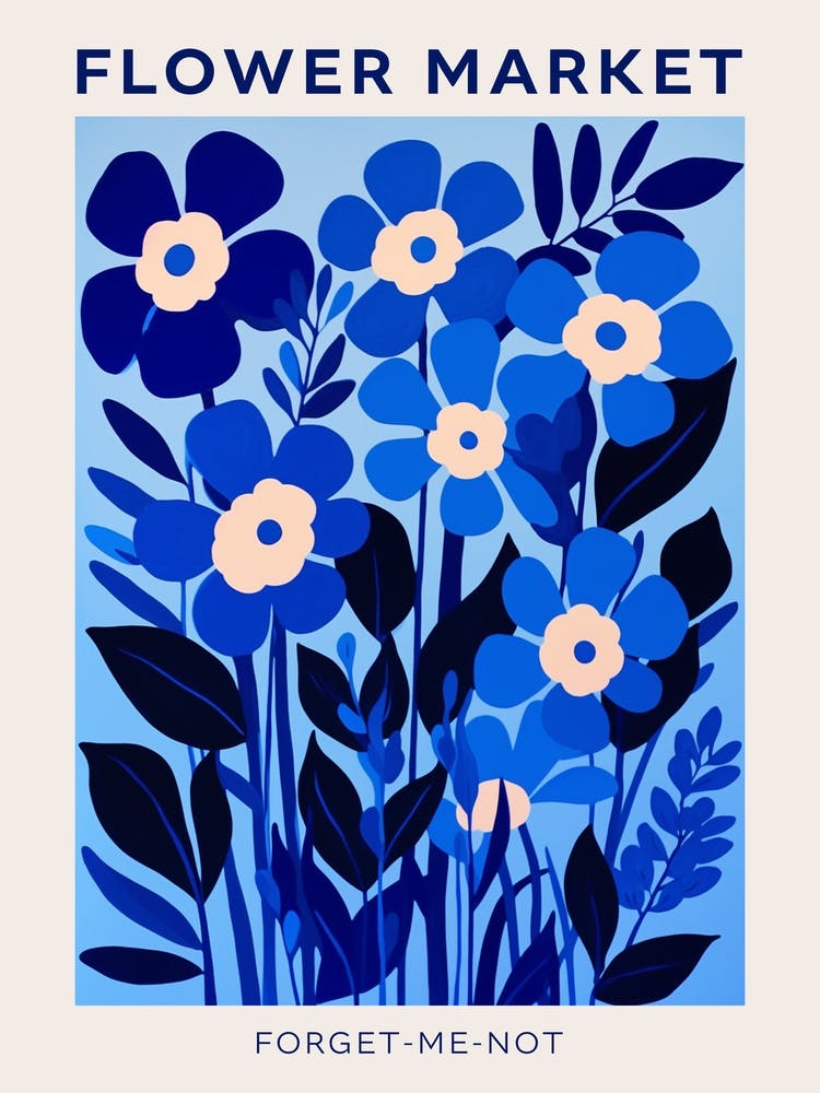 Blue Flower Market Poster Forget Me Not 3