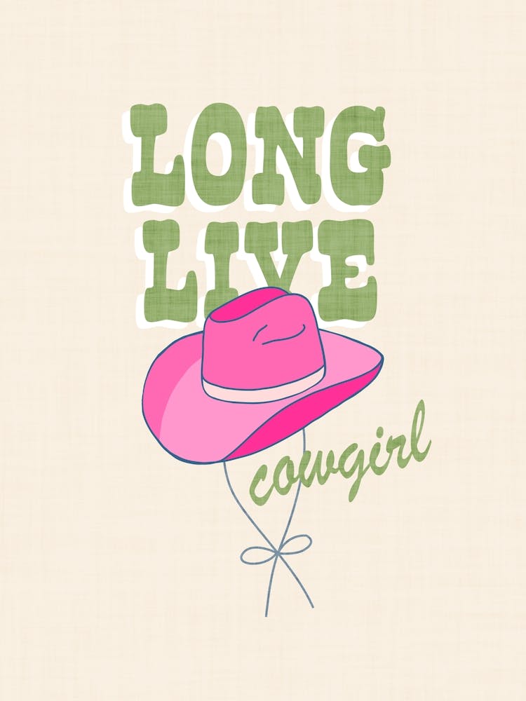 Long Live Cowgirl Pink and Green Hat Typography