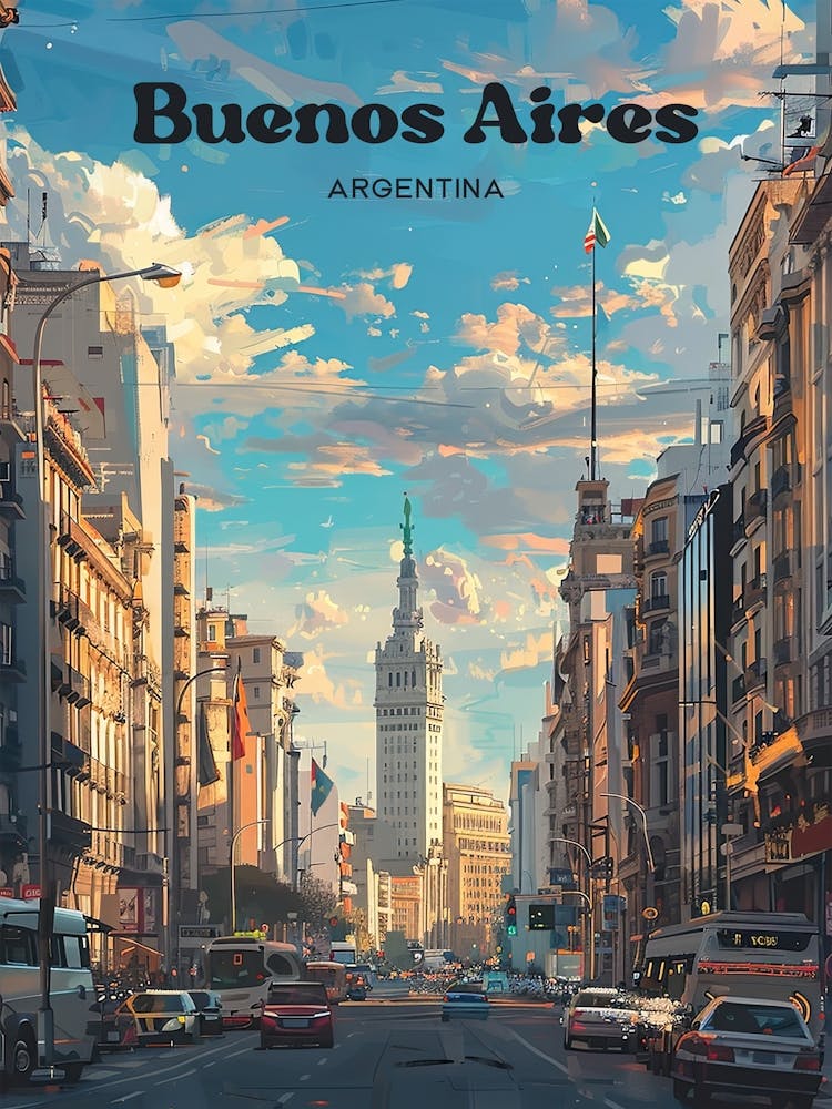 Buenos Aires Argentina Capital Travel Illustration