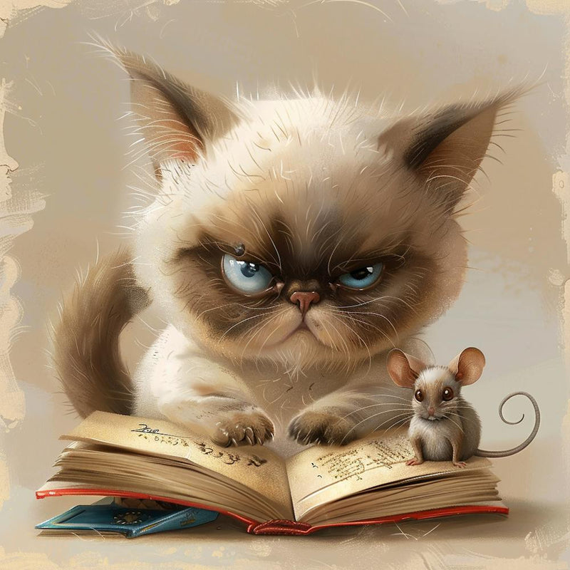 Grumpy Cat liest Buch