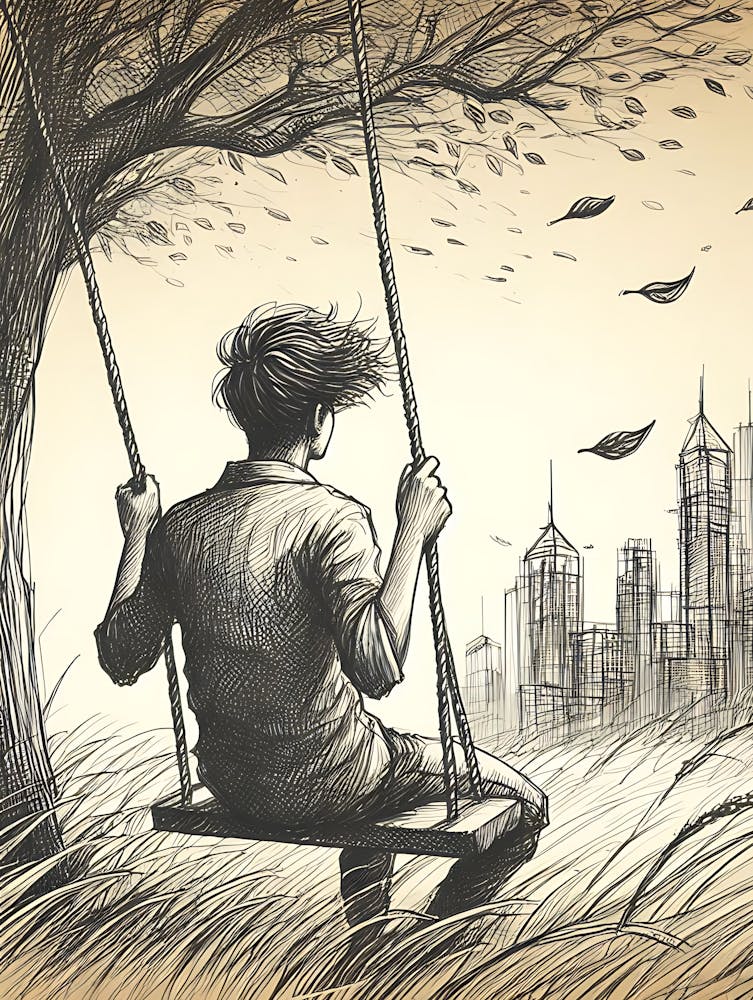 Moody Man on Swing Sketch 14