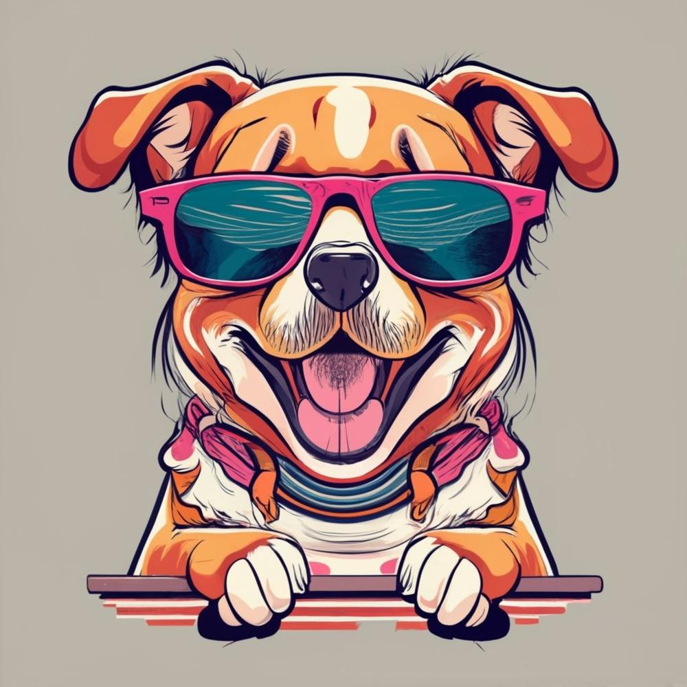 Happy dog wearing sunglasses