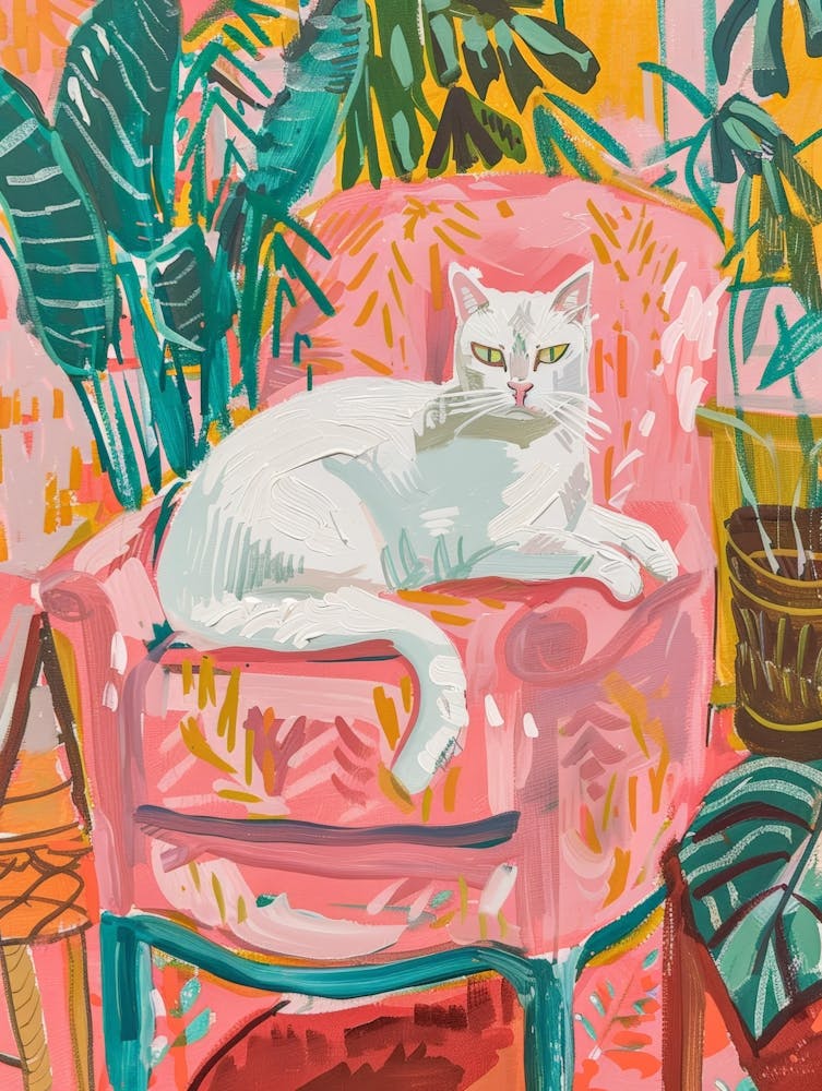 Cat In Pink Chair 2