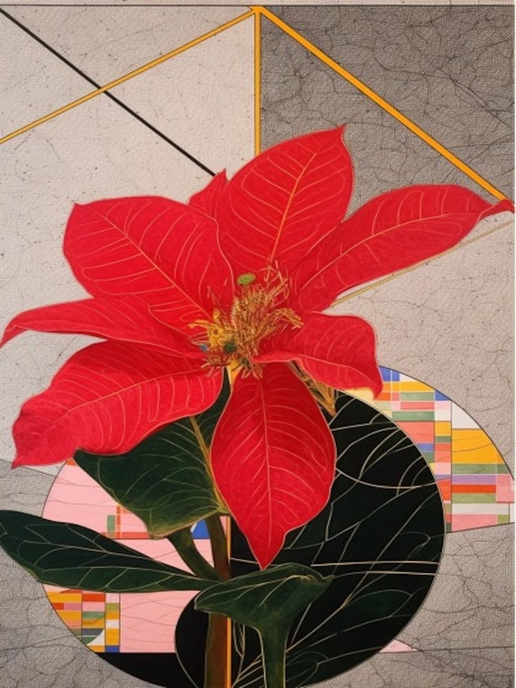 Weihnachtsstern Blumenstillleben 3 Abstrakt Expressionistisch