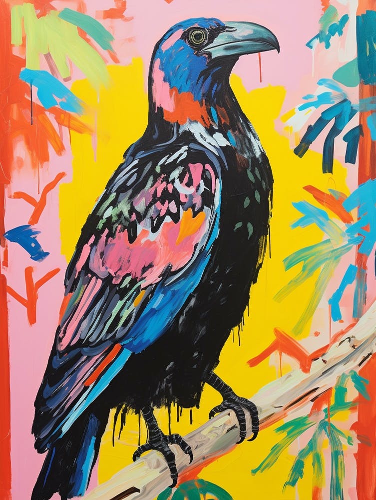 Colourful Bird Painting Raven 3