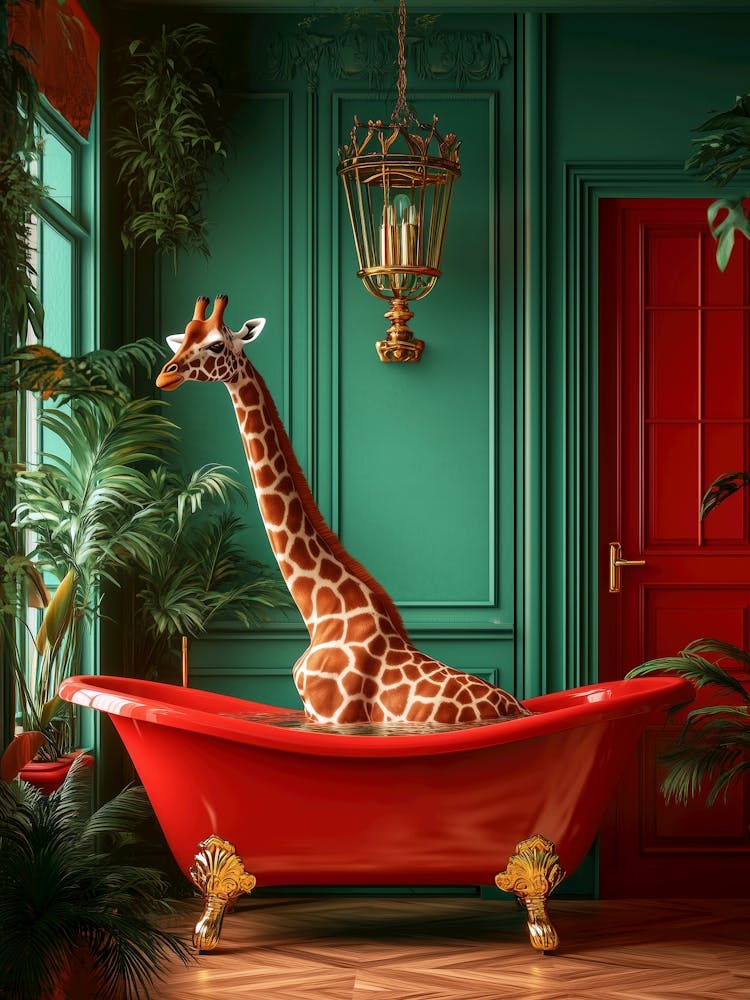 Giraffe In A Bathtub