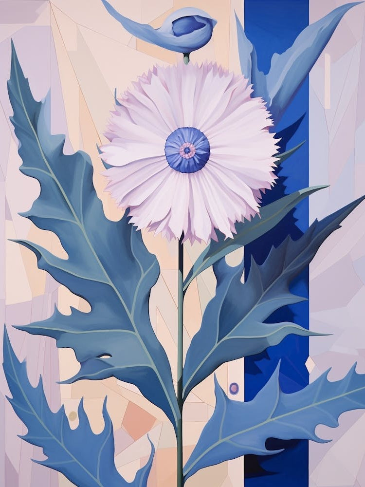 Cornflower 3 Hilma Af Klint Inspired Pastel Flower Painting