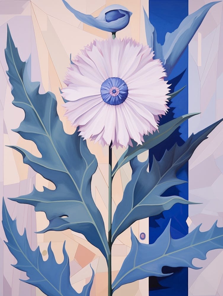 Cornflower 3 Hilma Af Klint Inspired Pastel Flower Painting