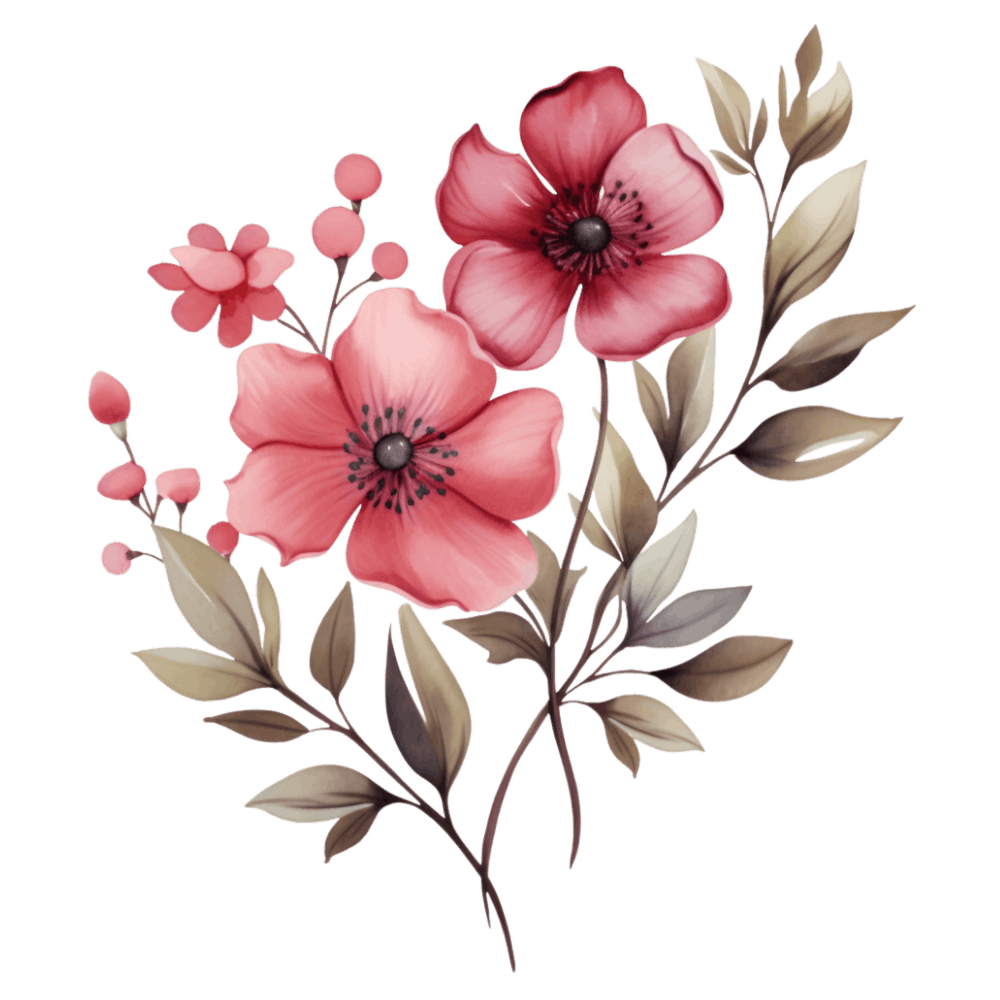 Pink Flowers On A Black Background 2