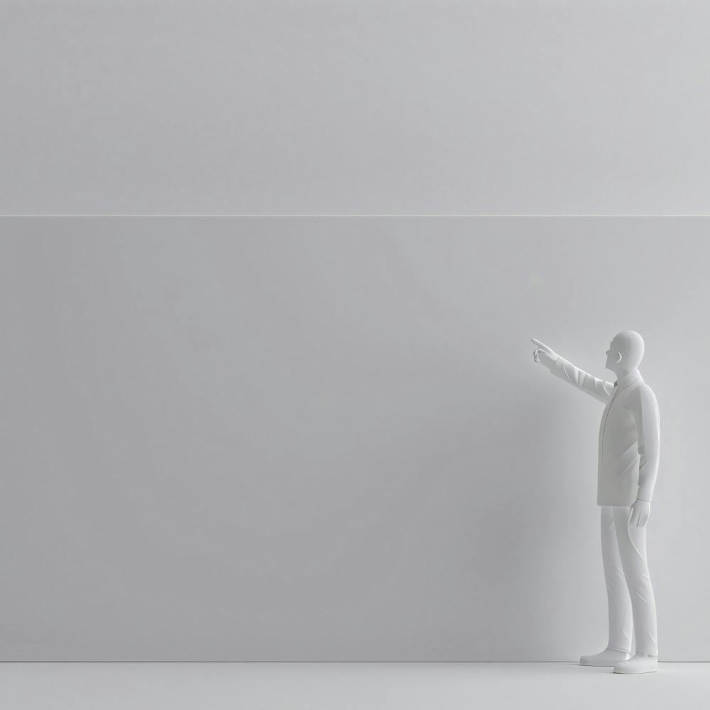 Man Pointing At Blank Wall