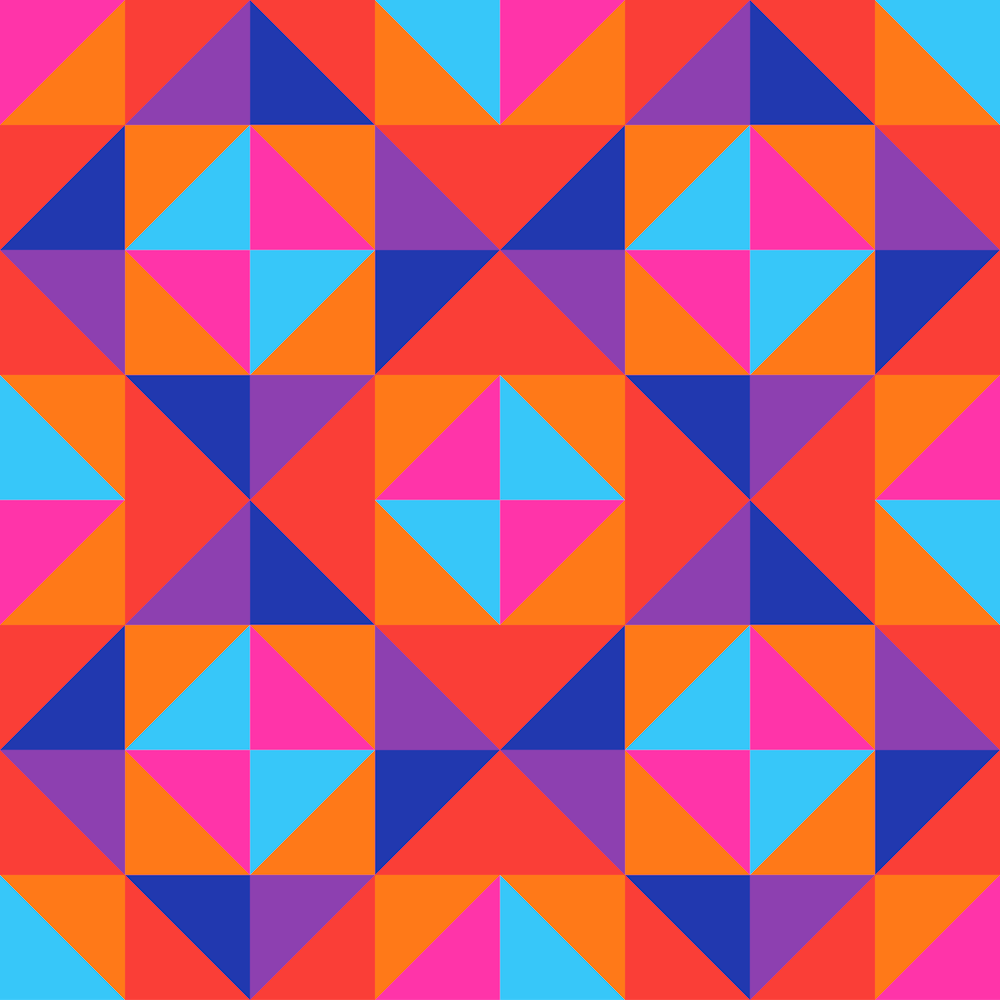 GEOMETRIC SQUARE CHECKERBOARD TILES in Glam 70s Disco Revival Colours Pink Purple Red Orange Blue