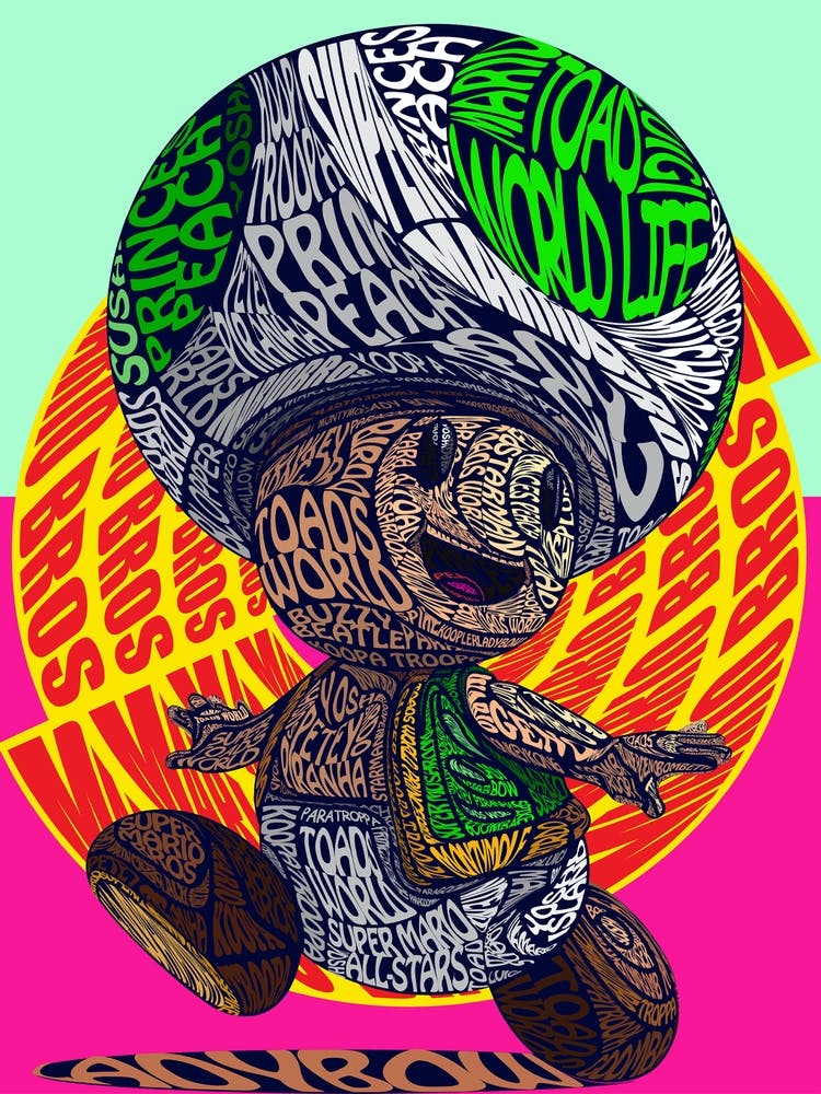 Toad Mushroom Cartoon Pop Art