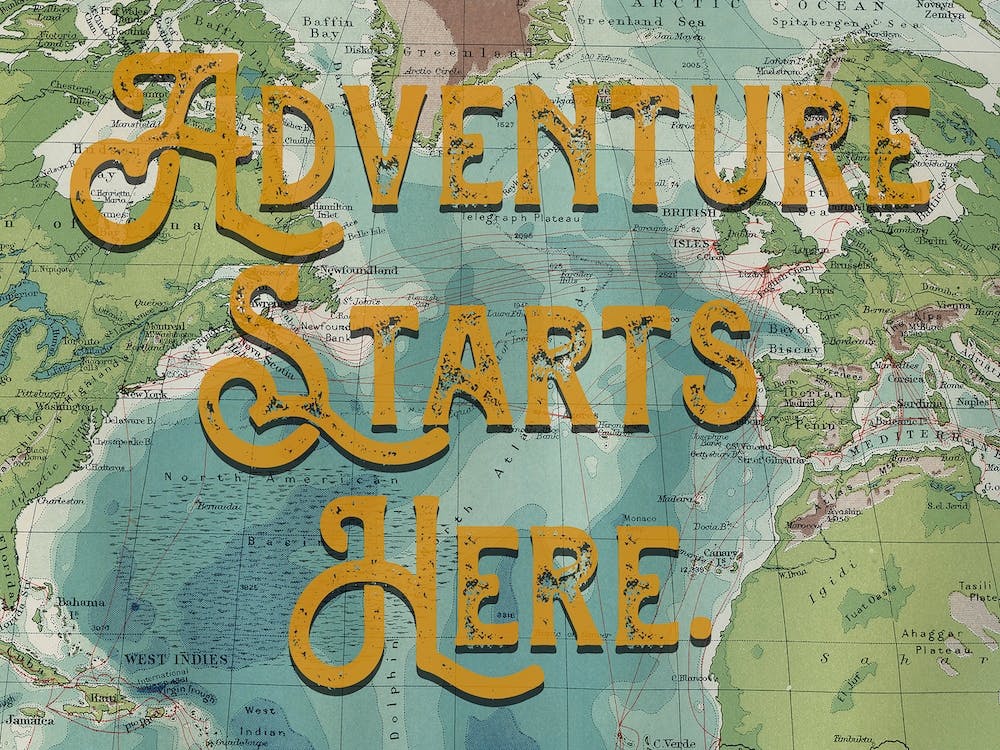 Adventure Starts Here Quote Typography