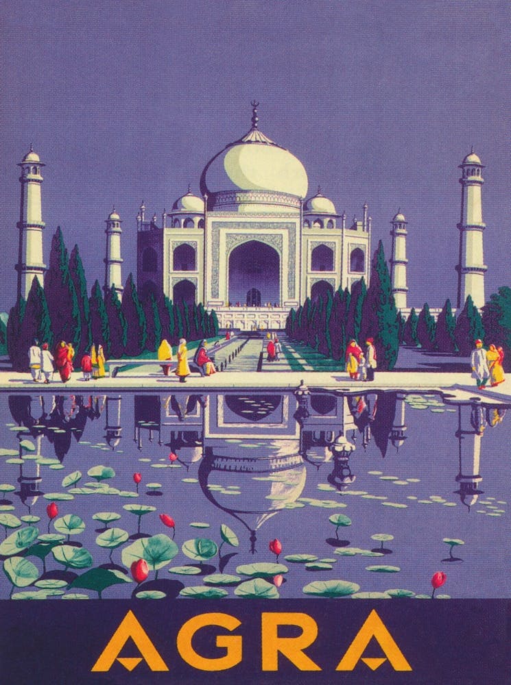 Taj Mahal, India Vintage Travel Poster