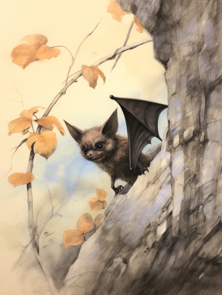 Märchenbuch-Tier Aquarell Fledermaus