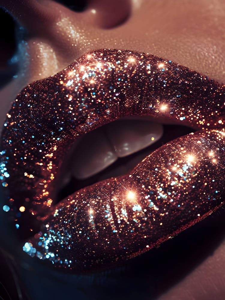 Gold Glitter Lips
