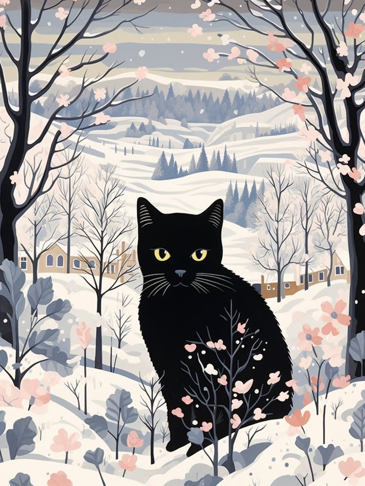 Winter Cat Illustration 3