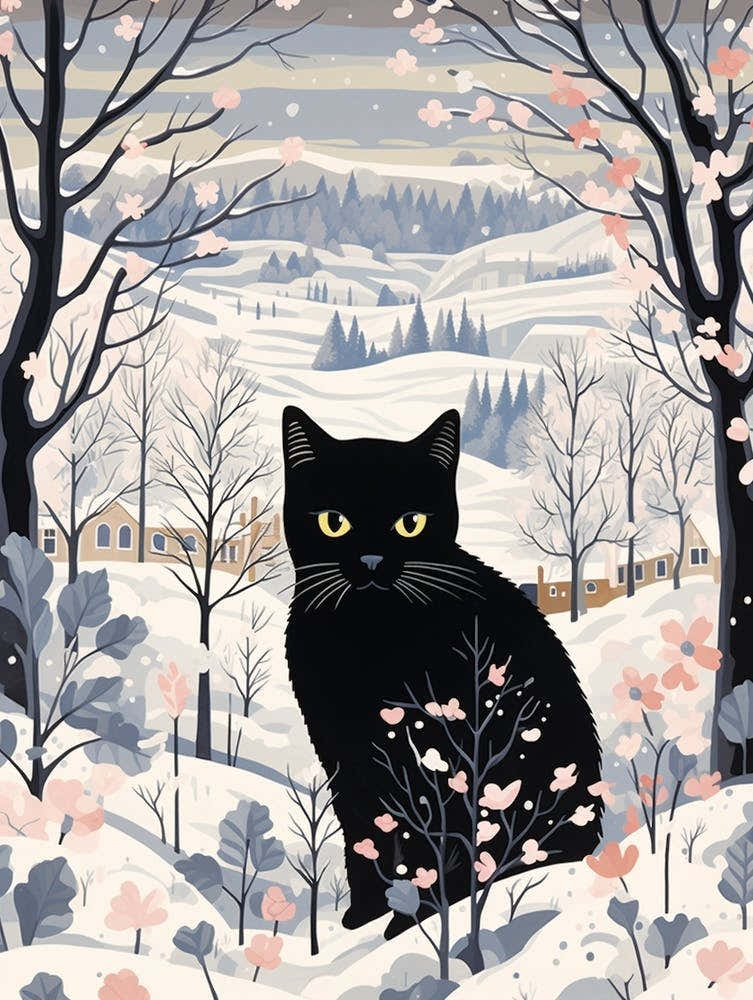 Winter Cat Illustration 3