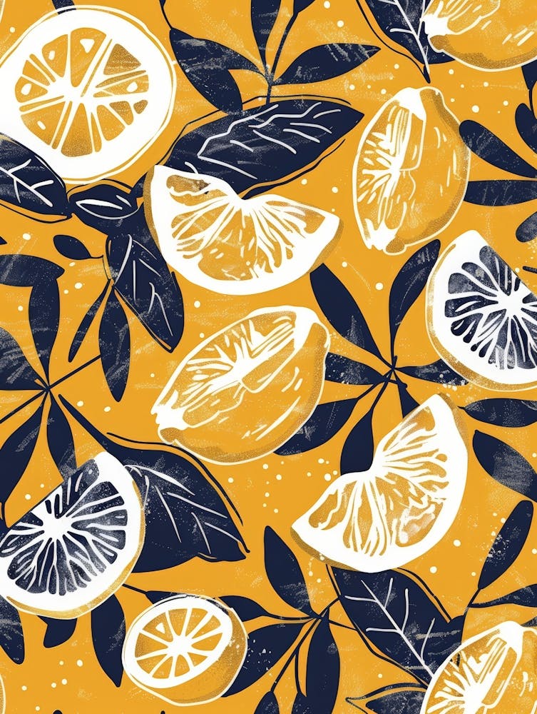 Lemons On Yellow Background