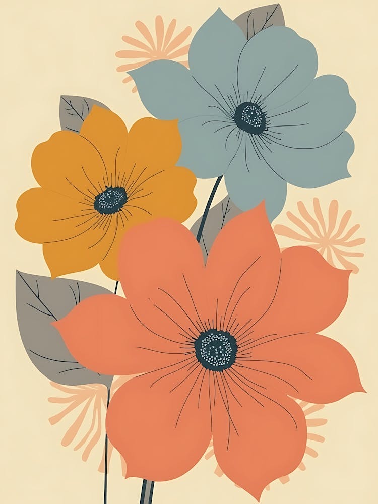 Gentle Pastel Petals and Leaves