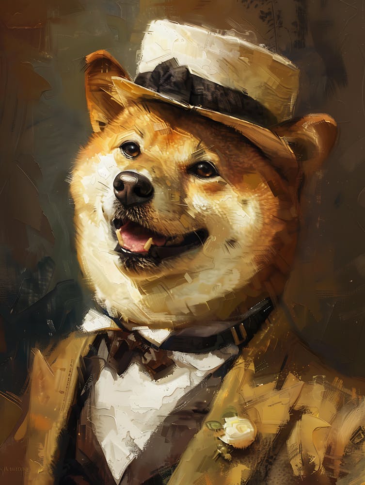 Ölgemälde Lächelnder Shiba Inu 22