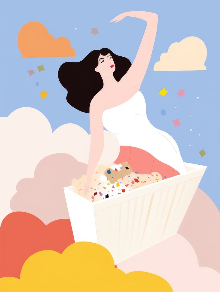 Illustration Of A Woman In The Clouds