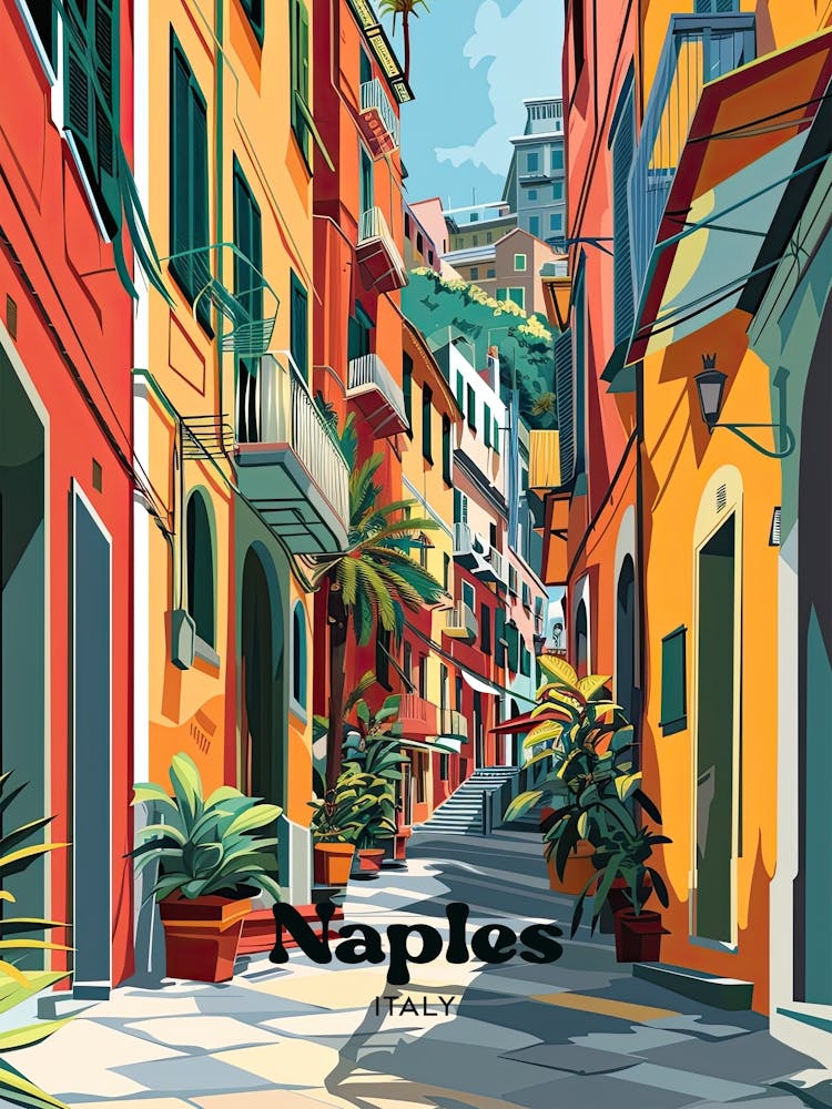 Naples Townview Travel Illustration