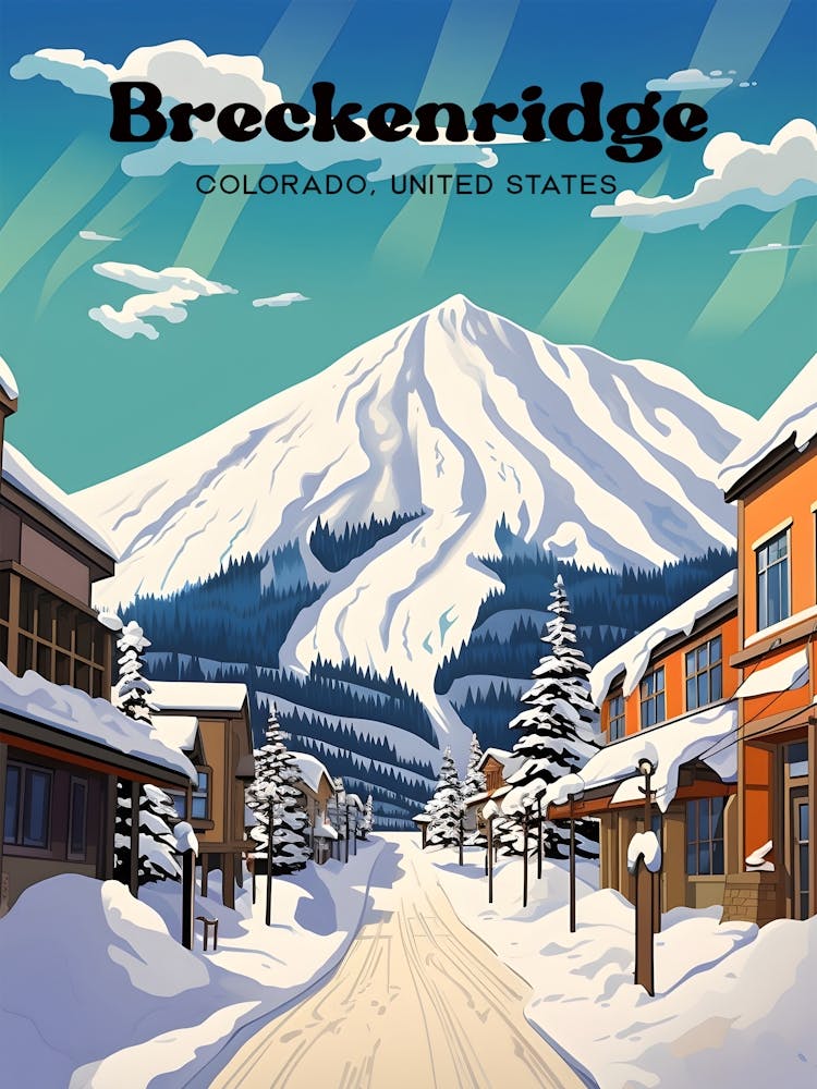 Breckenridge Colorado USA Sunset Modern Travel Art