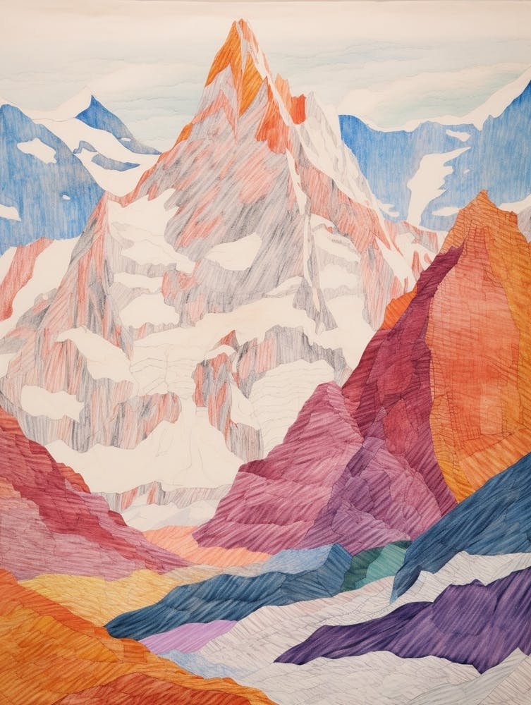 Makalu Nepal 1 Colourful Mountain Illustration