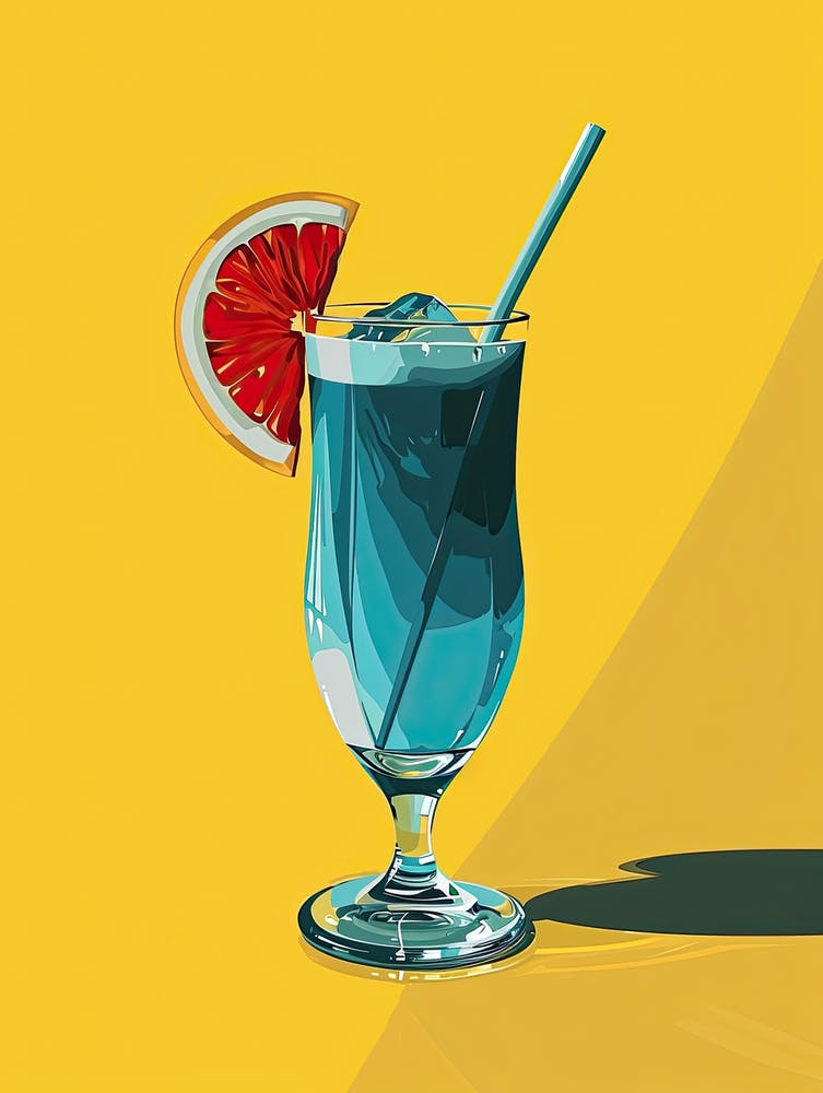 Blue Lagoon Coctail, Yellow Fon, Minimalism