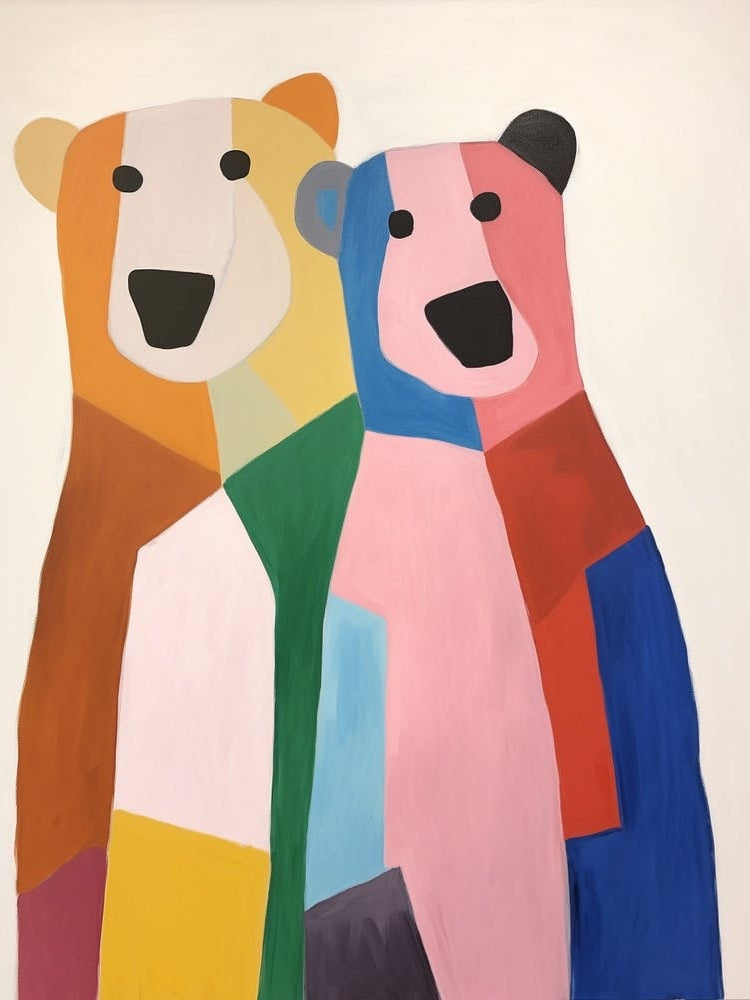 Colourful Kids Animal Art Brown Bear 2