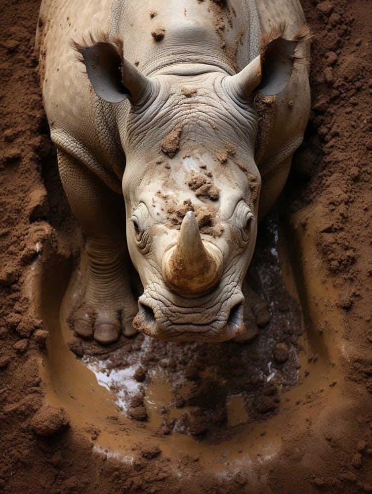 Rhinoceros Muddy Foot Prints Realism 1