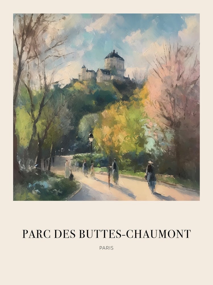 Parc Des Buttes Chaumont Paris France 2 Vintage Cezanne Inspired Poster