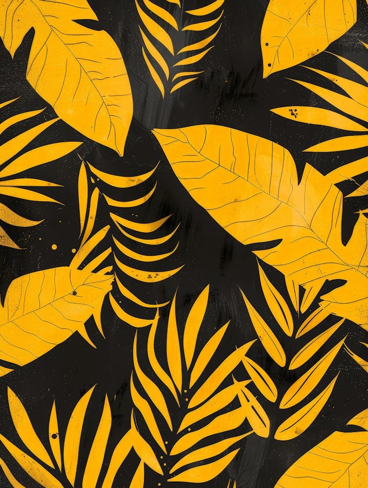 Tropical Leaves On Black Background