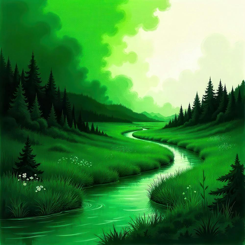 Green Landscape Painting