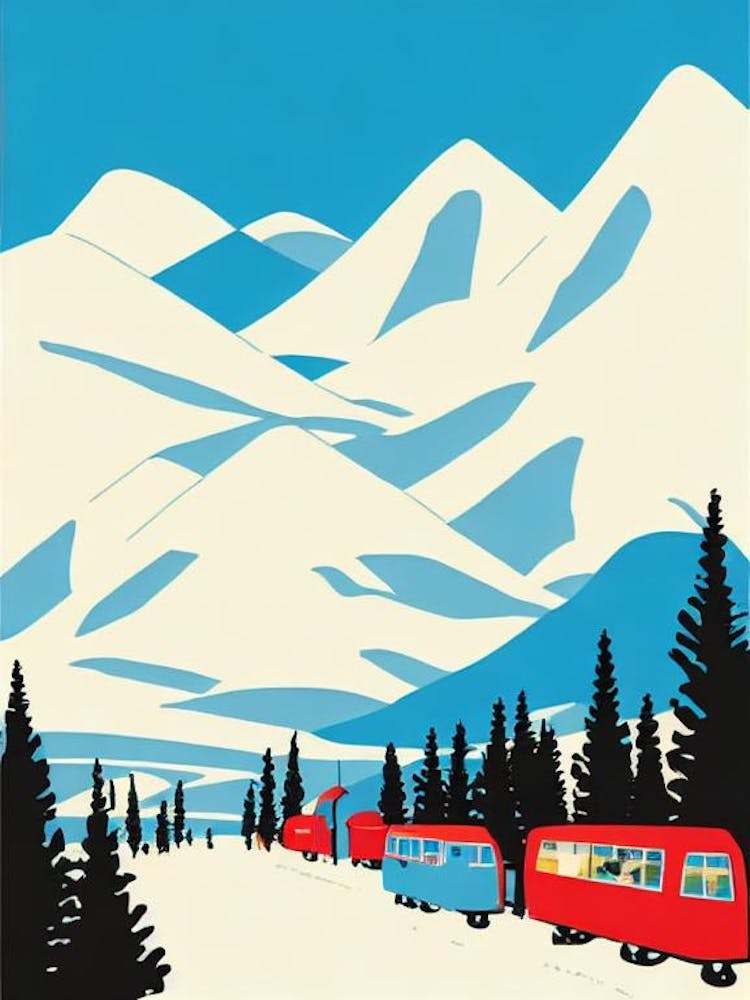 Levi, Finland Midcentury Vintage Skiing Poster