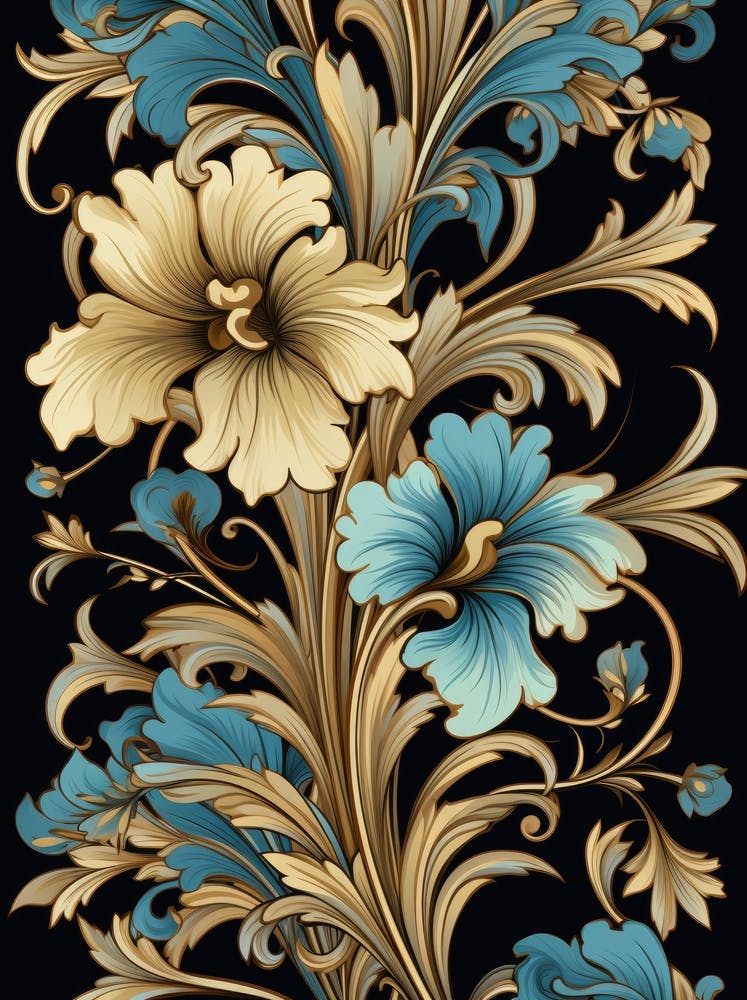 Floral Pattern On A Black Background