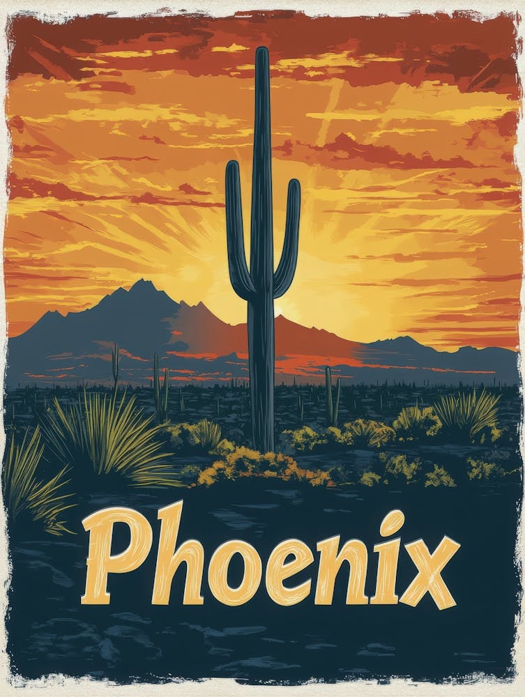 Aihrgdesign A Vintage Travel Poster Of Phoenix Featuring The 6