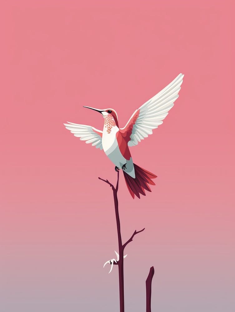Minimalist Hummingbird 1 Illustration